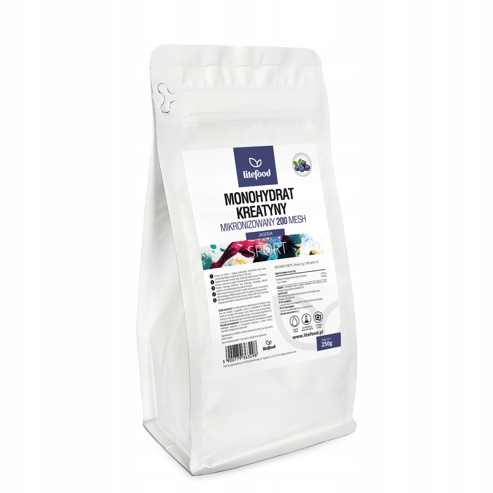 LiteFOOD - Creatine Monohydrate - Blueberry - 250 g - Powder