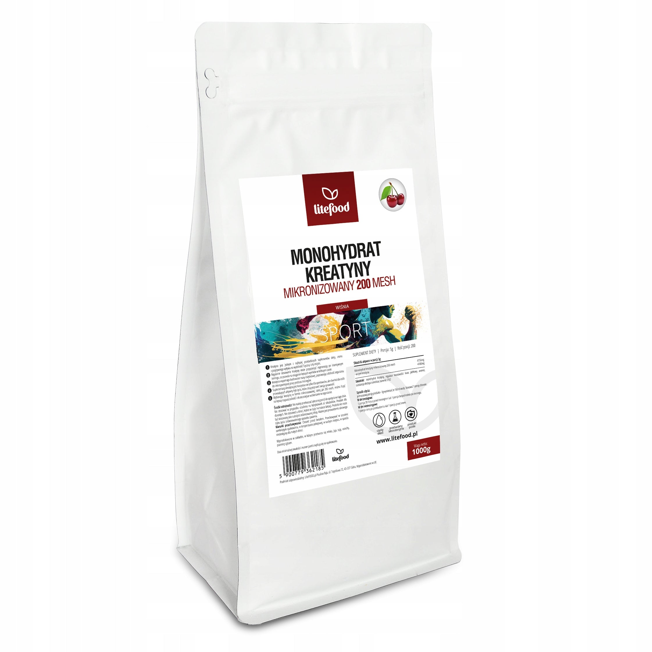 LiteFOOD - Creatine Monohydrate - Cherry - 1000 g - Powder