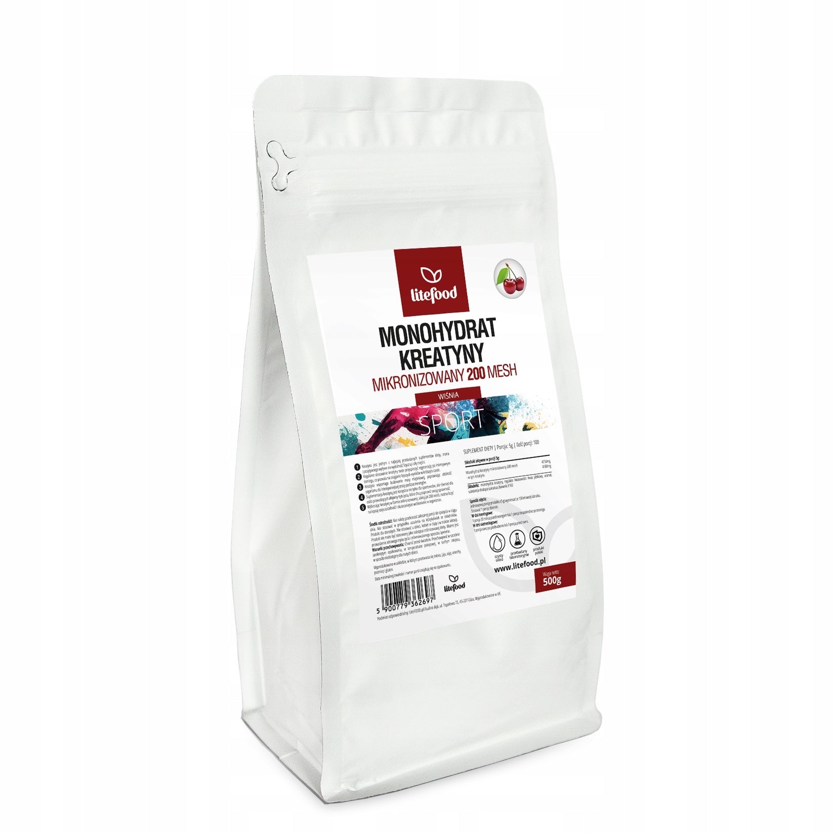 LiteFOOD - Creatine Monohydrate - Cherry - 500 g - Powder