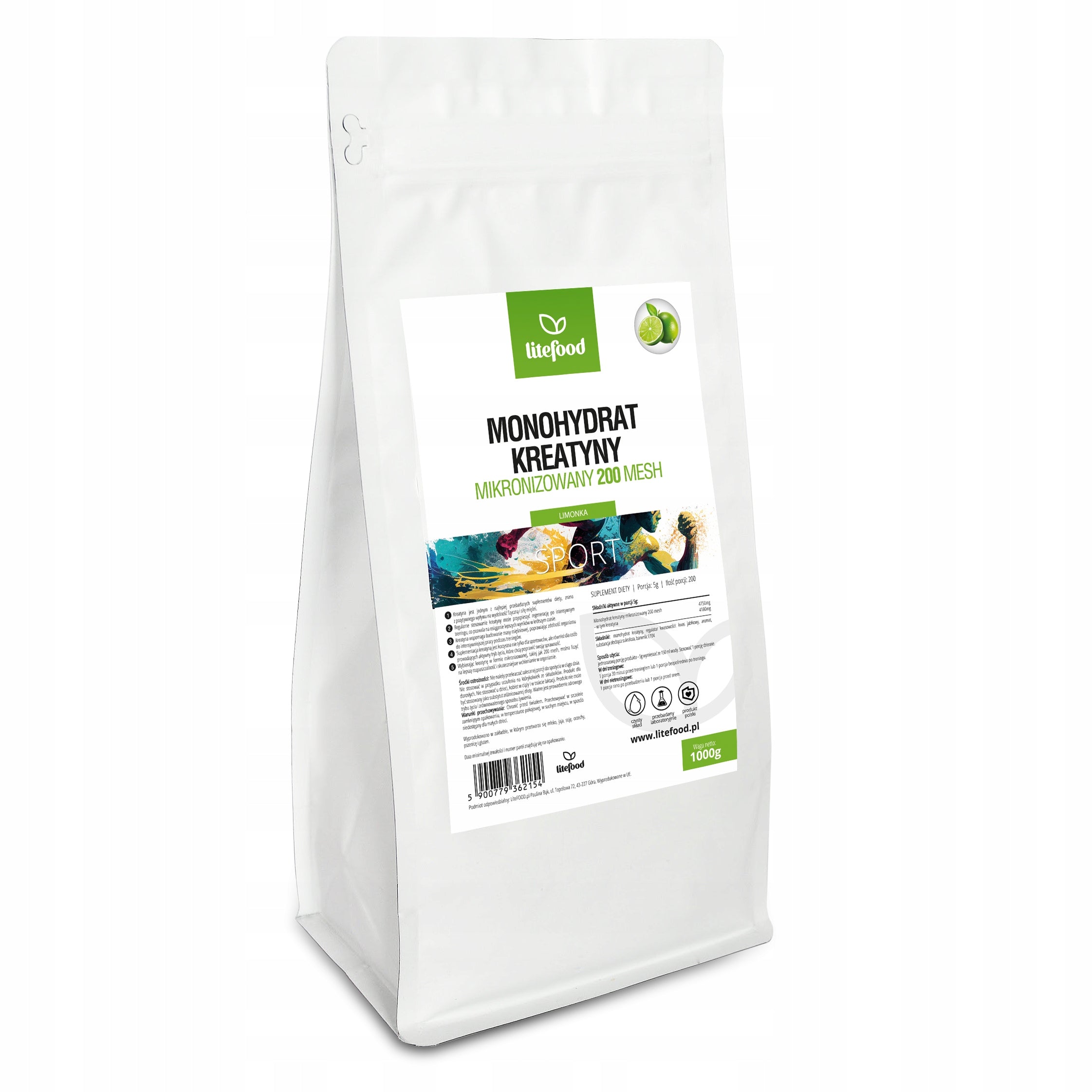 LiteFOOD - Creatine Monohydrate - Lime 1000 g - Powder