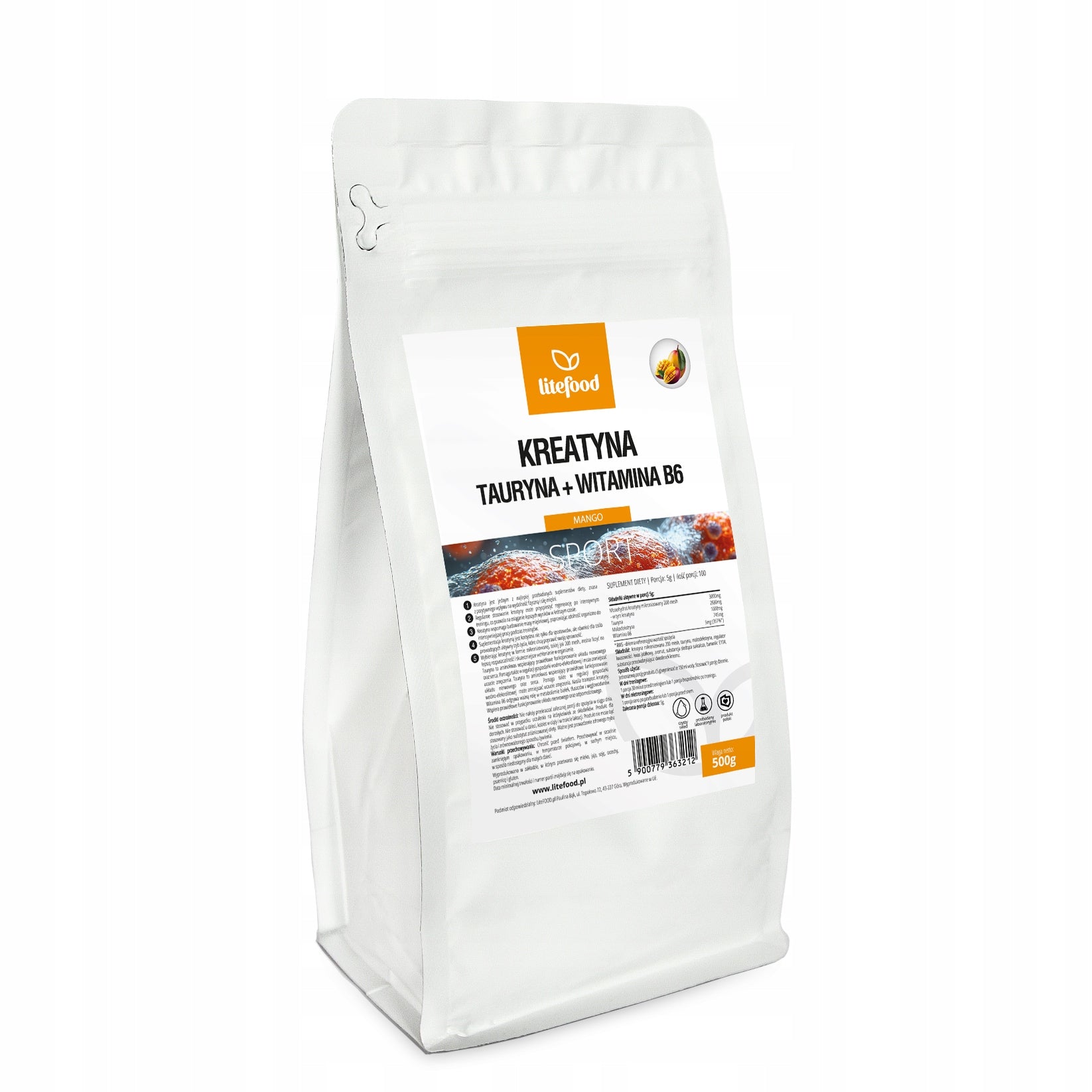 LiteFOOD - Creatine + Taurine + Vitamin B6 - 500g - Mango