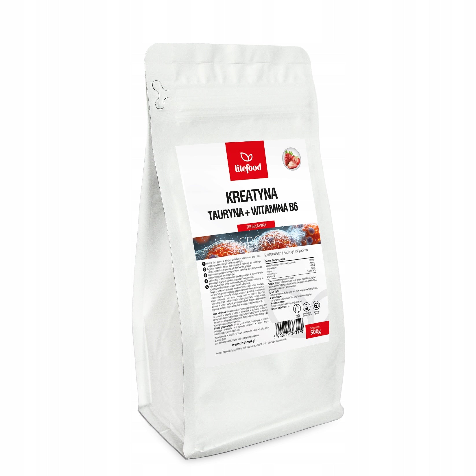 LiteFOOD - Creatine + Taurine + Vitamin B6 - 500g - Strawberry