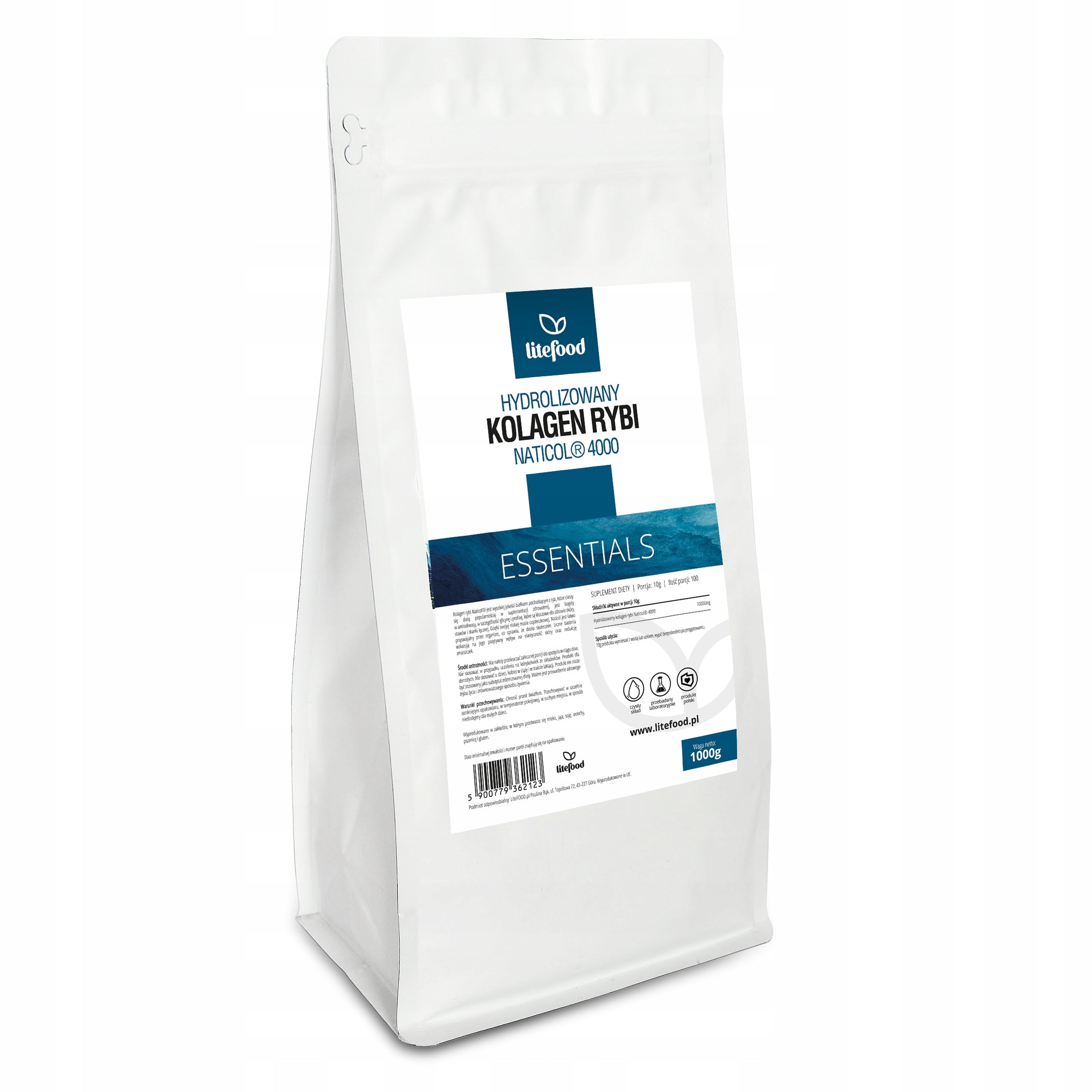 LiteFOOD - Hydrolyzed Fish Collagen - 1000g - Naticol - Powder