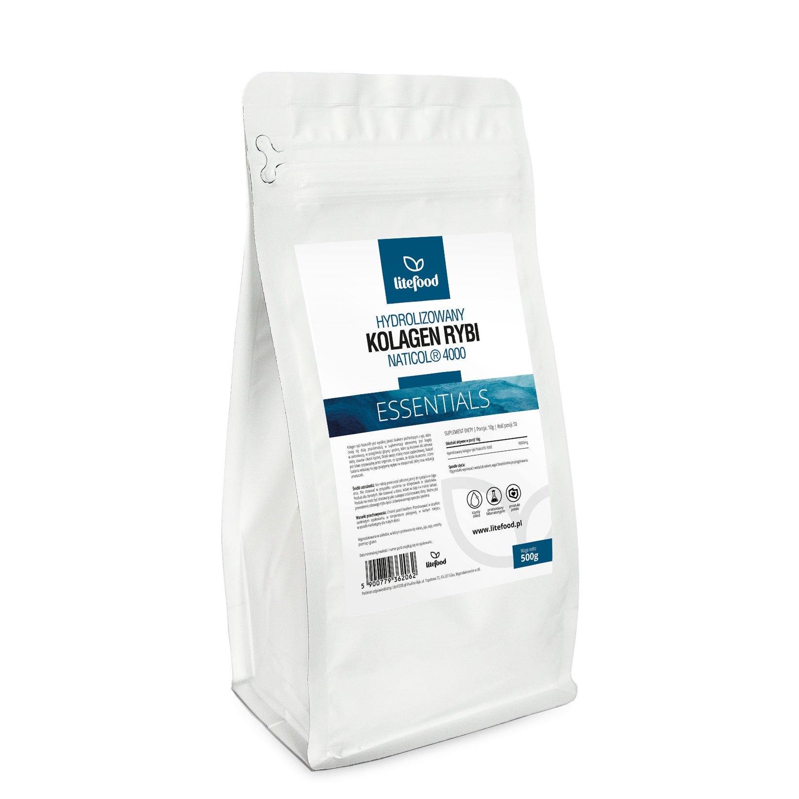 LiteFOOD - Hydrolyzed Fish Collagen - 500g - Naticol - Powder