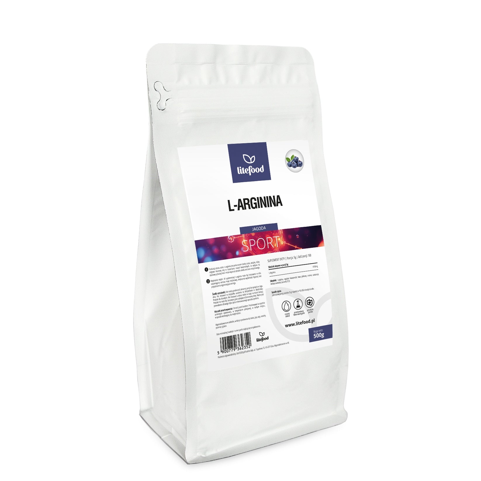 LiteFOOD - L-Arginine - Taste Berry - 500 g - Amino Acid