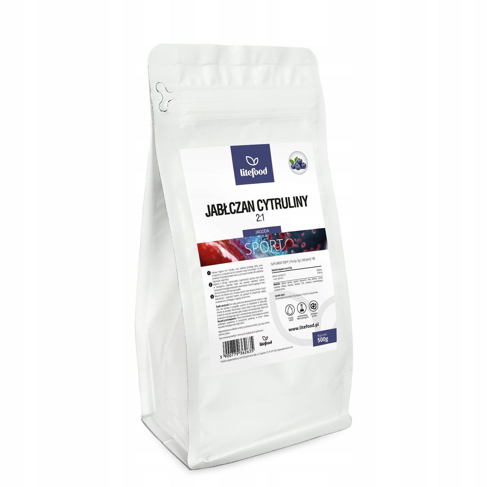 LiteFOOD L-Citrulline Malate 2:1 - 500g - Blueberry - Pump NO Pre Workout