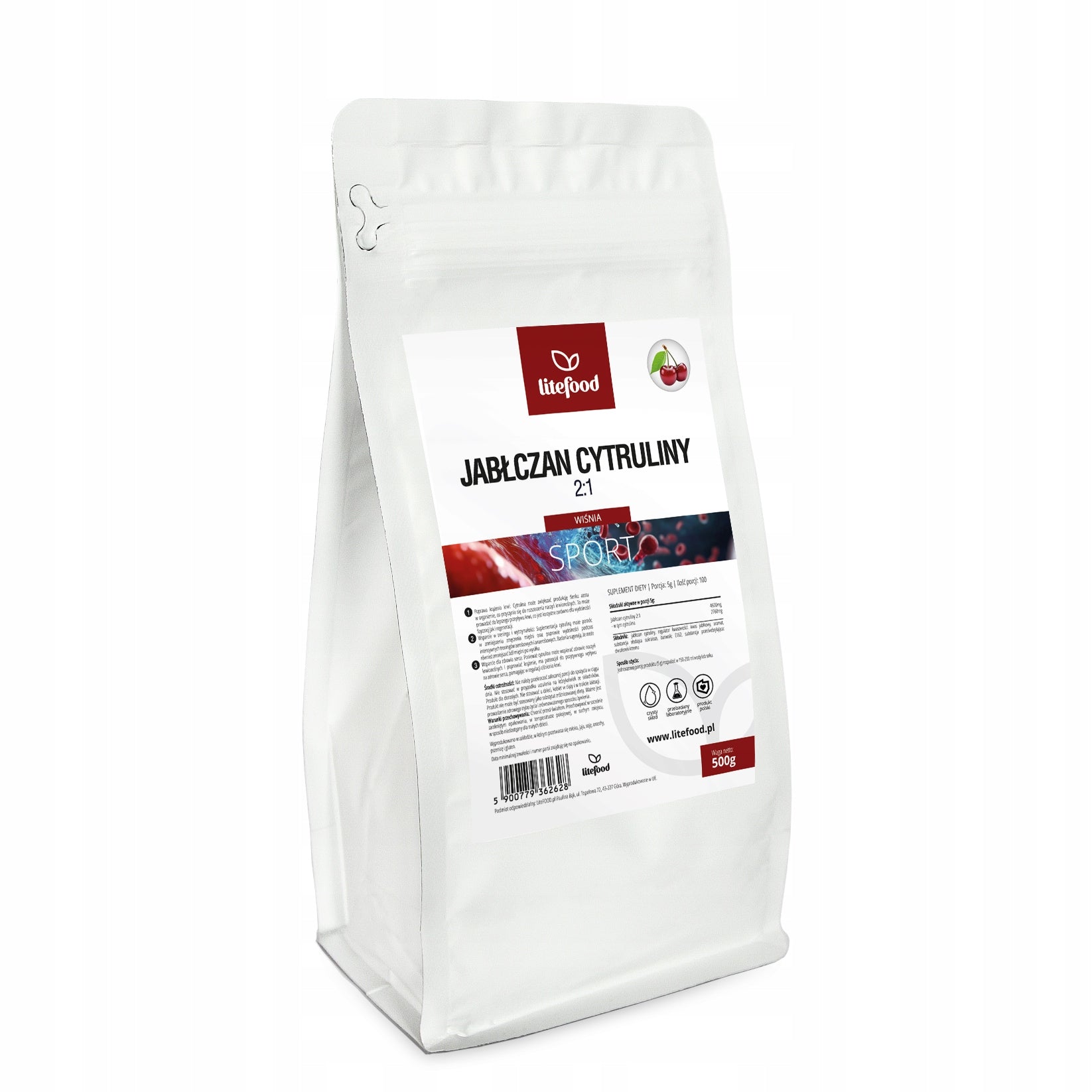 LiteFOOD L-Citrulline Malate 2:1 - 500g - Cherry - Pump NO Pre Workout