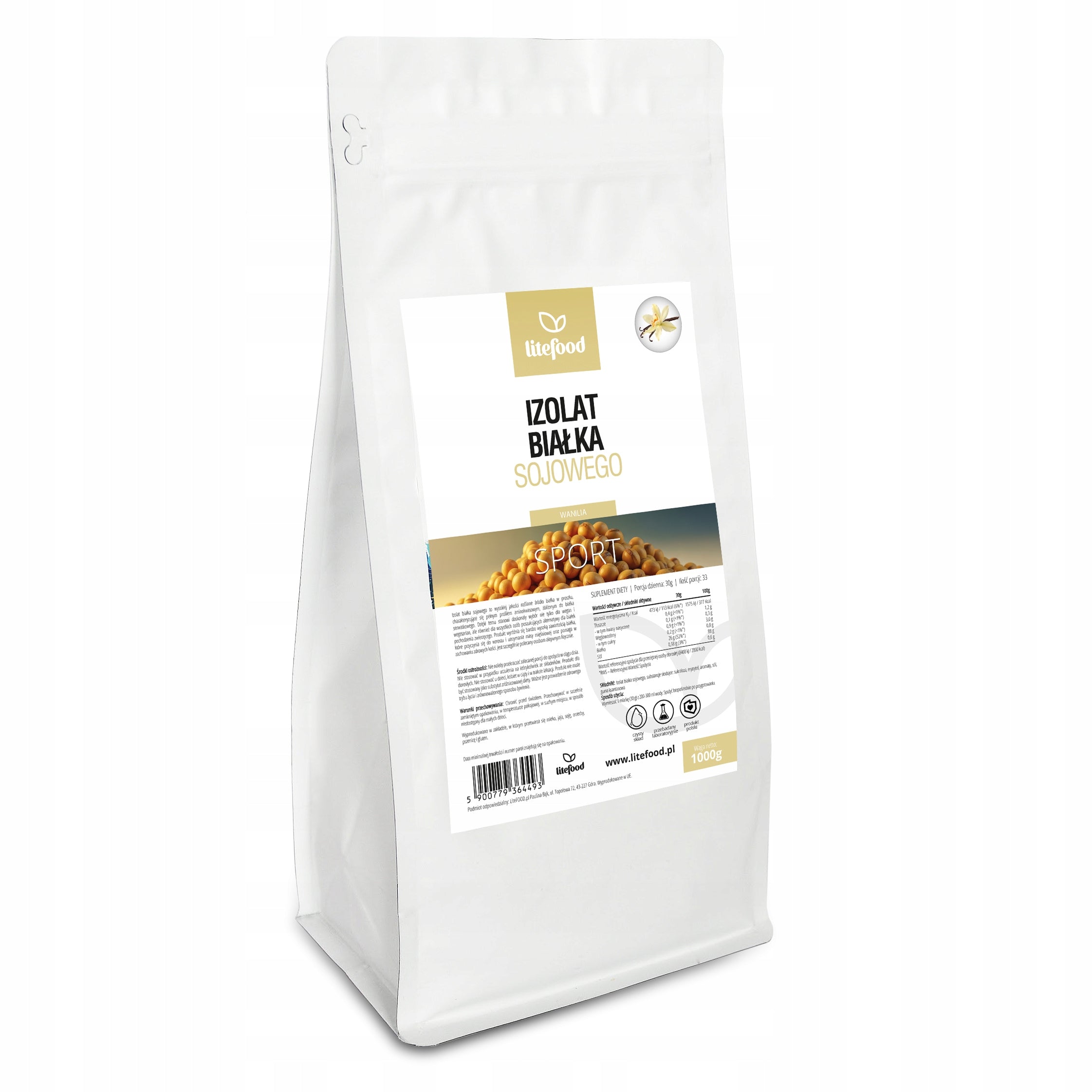 LiteFOOD - SOY PROTEIN ISOLATE 90 - SOY PROTEIN ISOLATE 1000G VANILLA
