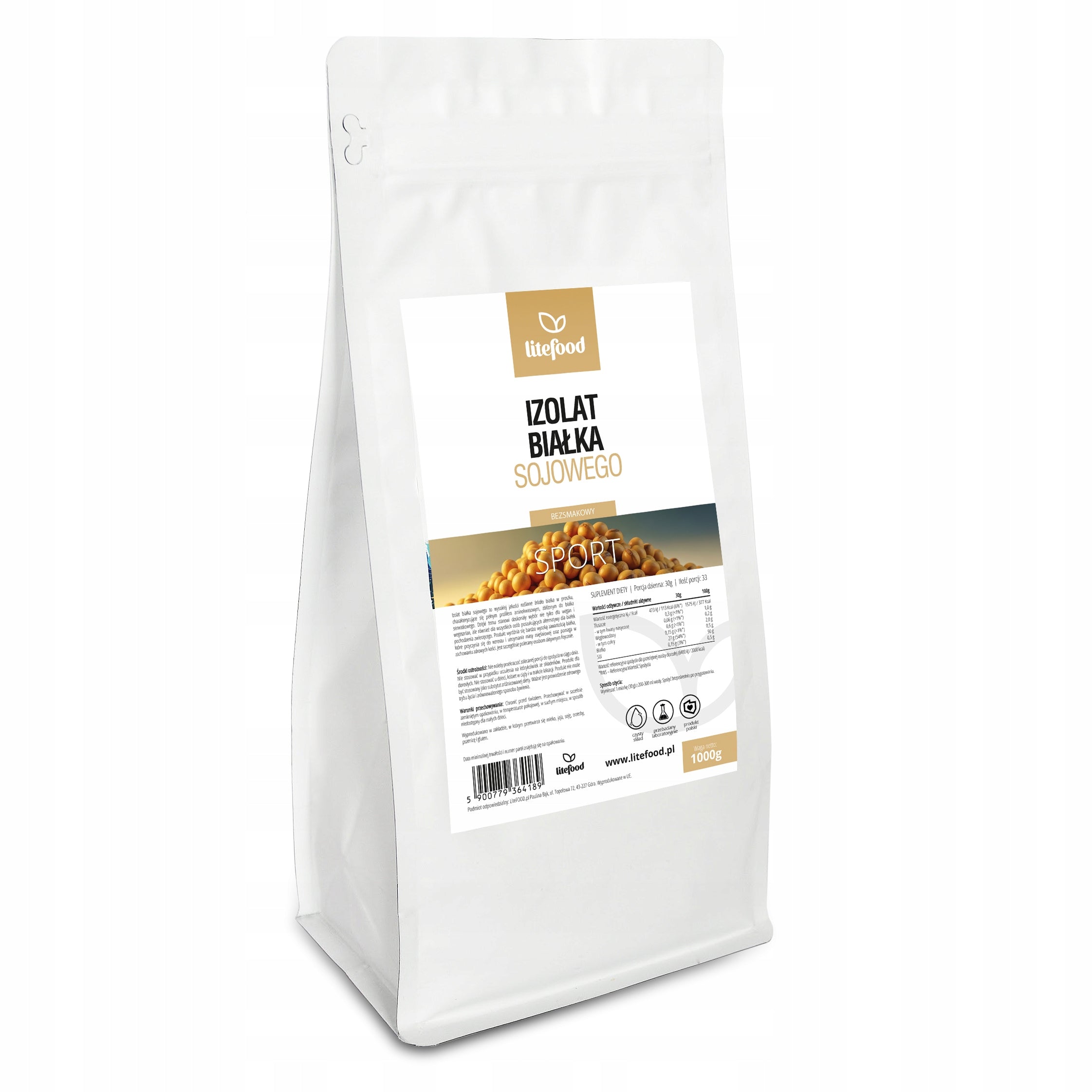 LiteFOOD - SOY PROTEIN ISOLATE 90 - SOY PROTEIN ISOLATE- 1000G VEGE