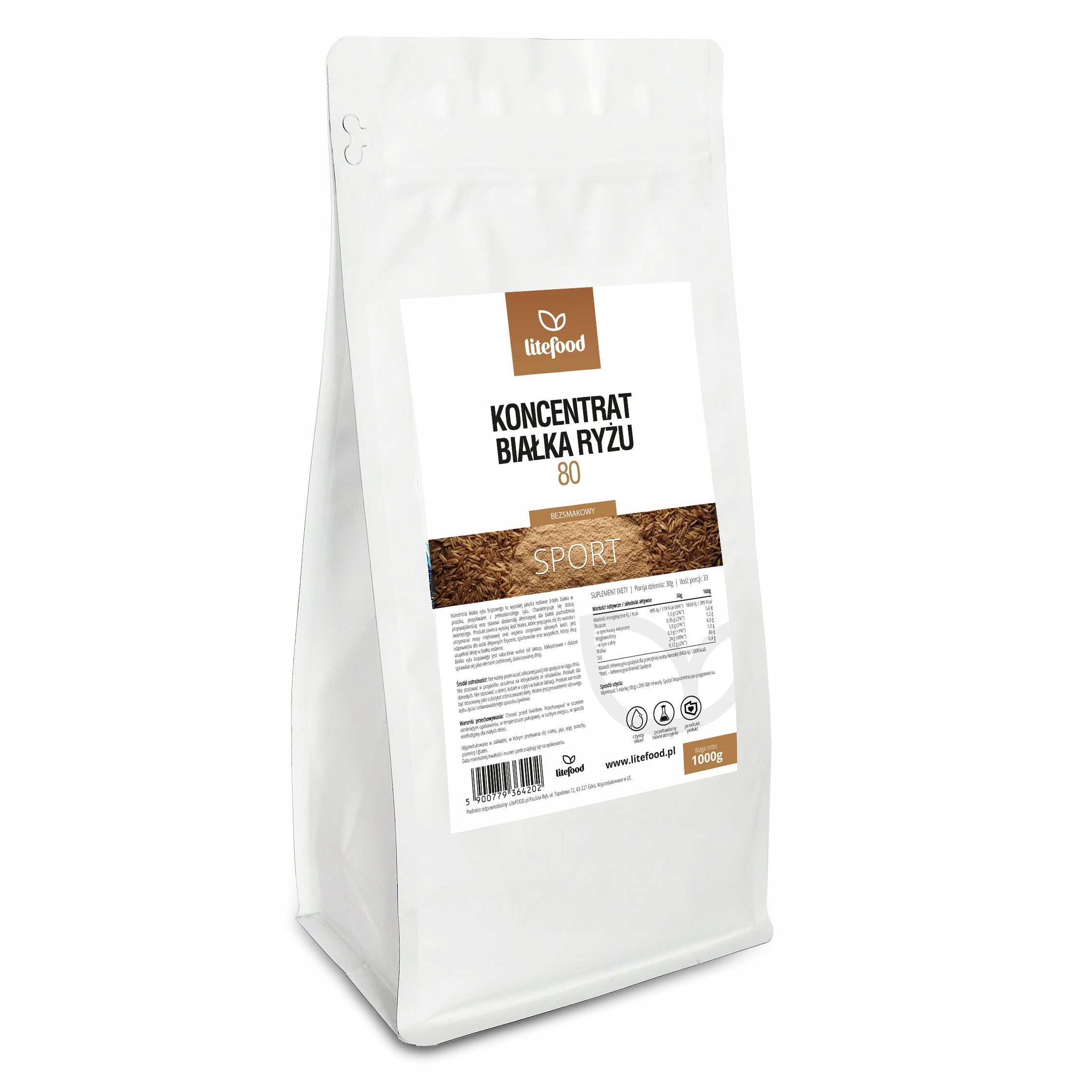 LiteFOOD VEGAN RICE PROTEIN VEGE LACTOSE FREE VEGETABLE 1000G TASTELESS