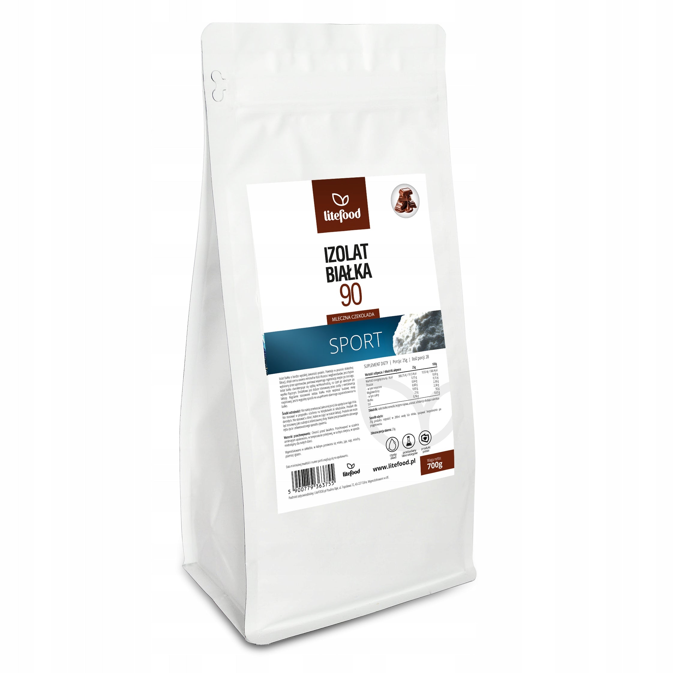 LiteFOOD - Whey Protein Isolate WPI 90 - Milk Chocolate - 700g