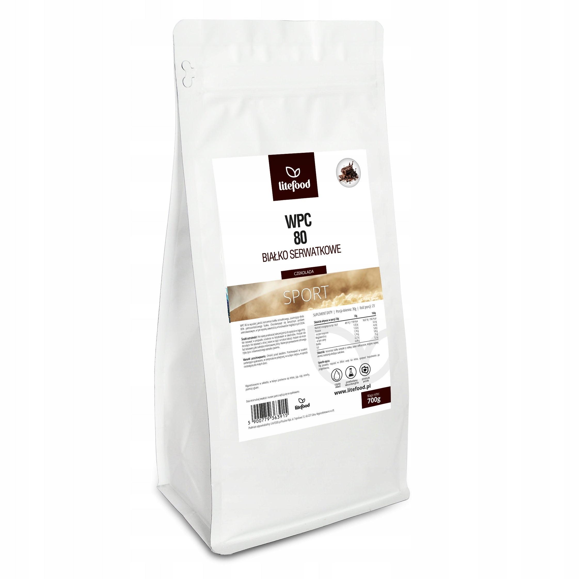 LiteFOOD - Whey protein WPC 80 - 700g - Chocolate