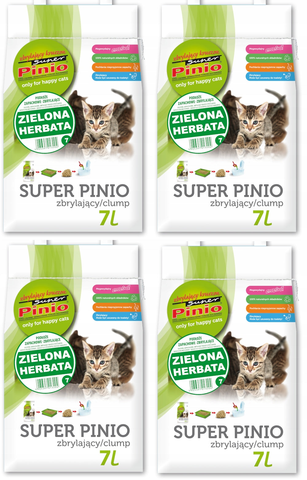 Litter Benek Pinio Crush Green Tea 4x7L