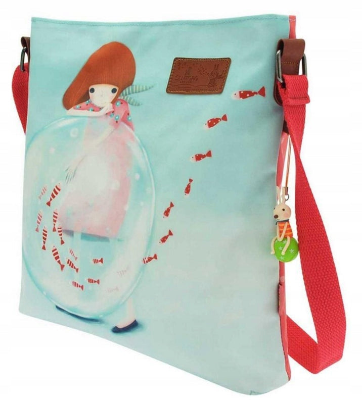 Little Fishes Printed Bevel Bag