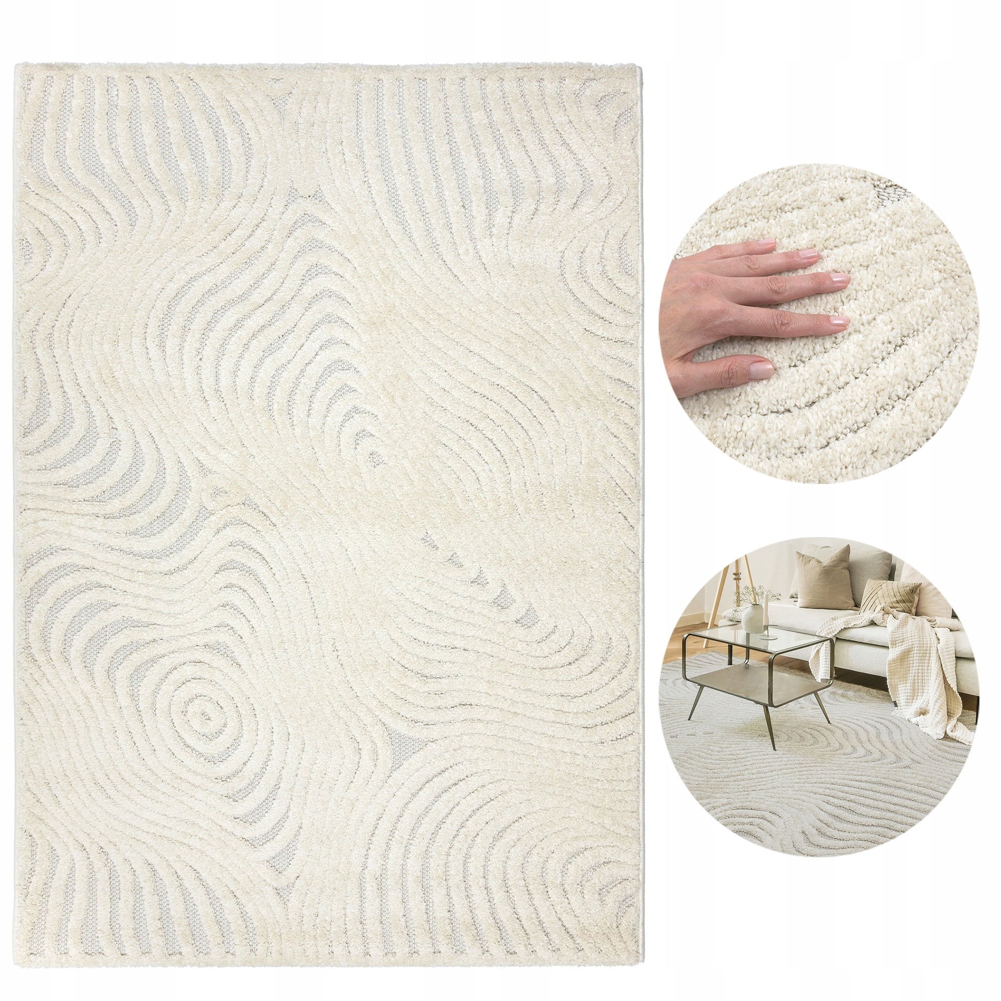 Living Room Rug 160x230cm Large Soft Modern Two-Tier Structural Packaging status original