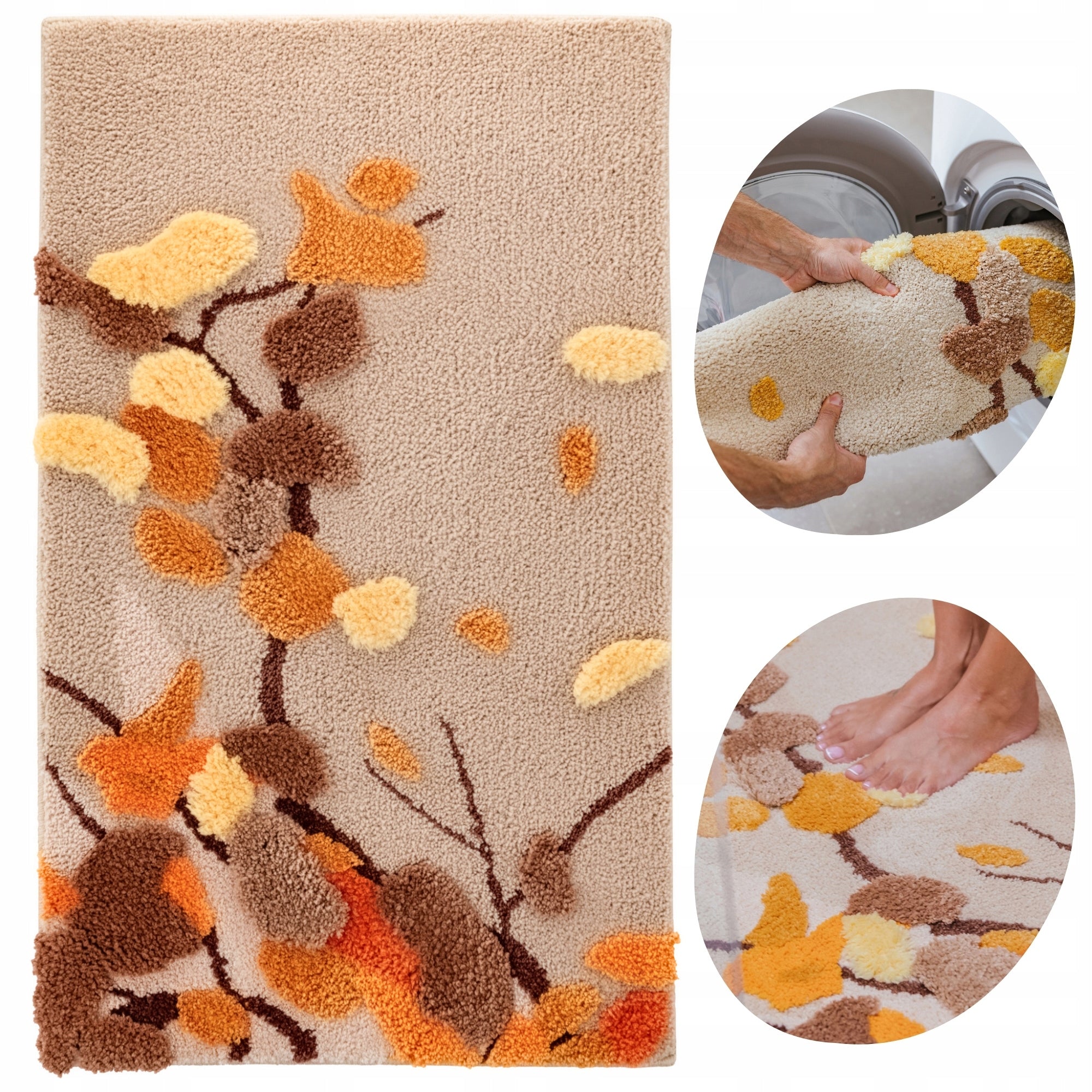 Living Room Rug Beige Shaggy 60x100cm Decorative Pattern 3D Soft Nice Decorative Thickness 33 mm
