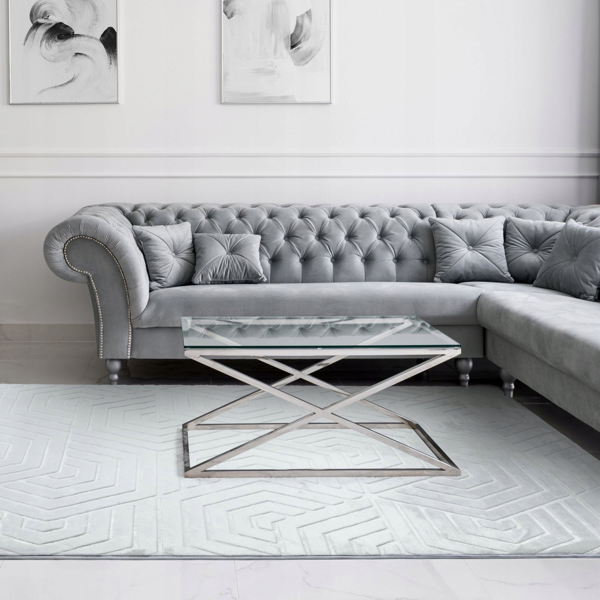 Living Room Rug Large 160x220 Modern Glamour Velvet Soft with Gloss EAN (GTIN) 5904169759708