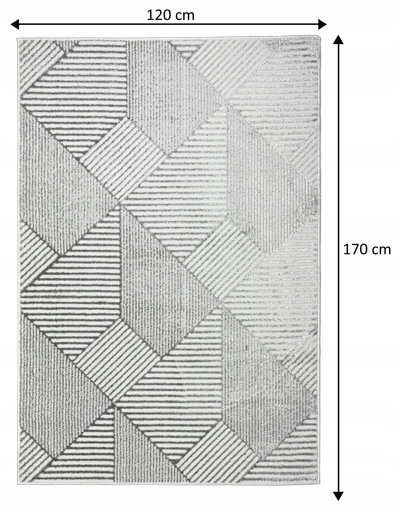 Living Room Rug Modern 120x170cm Grey Glamour Soft Fashionable Glossy Thickness 12 mm