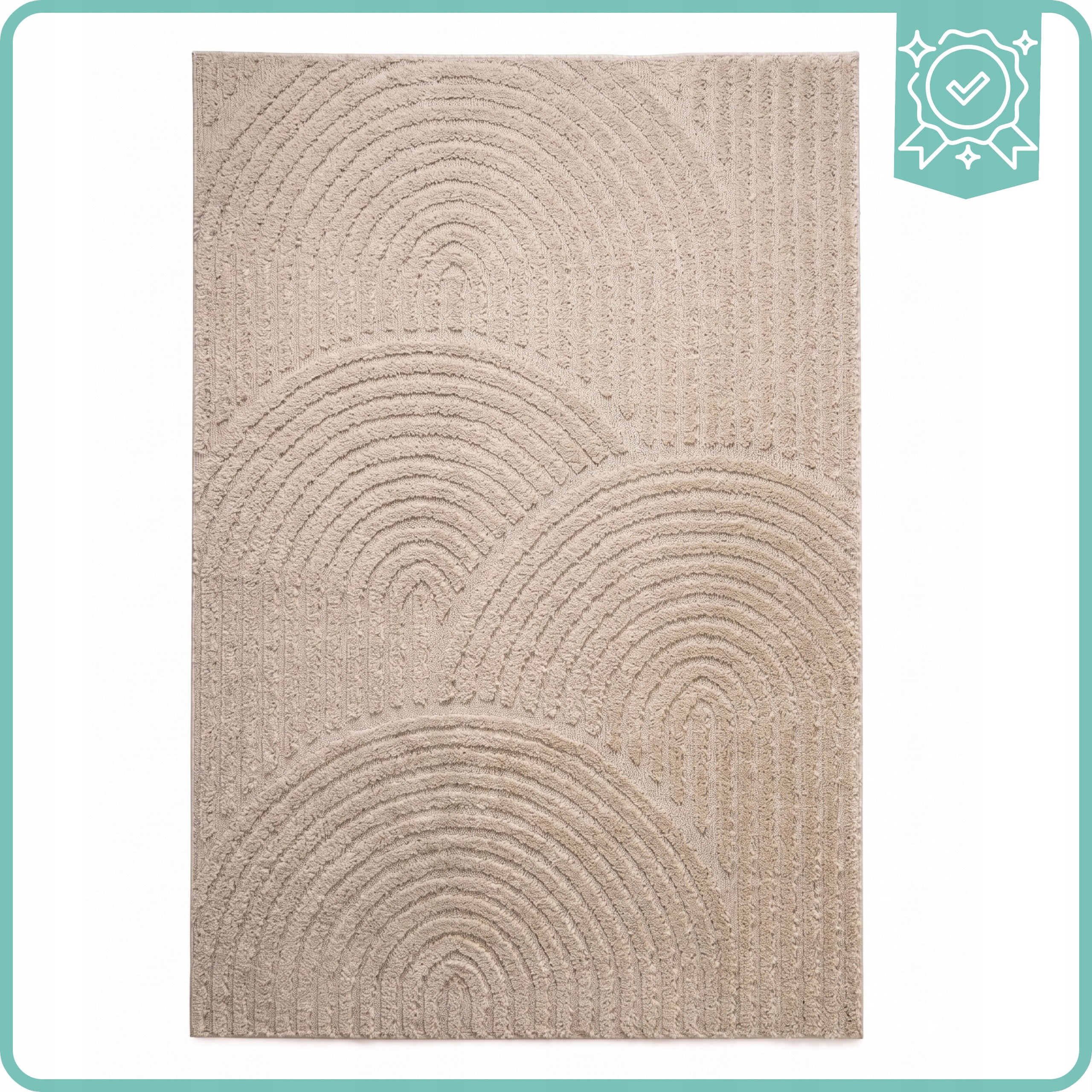 Living Room Rug Rectangular 160x230cm Modern Geometry 3D Attestation Beige Packaging status original