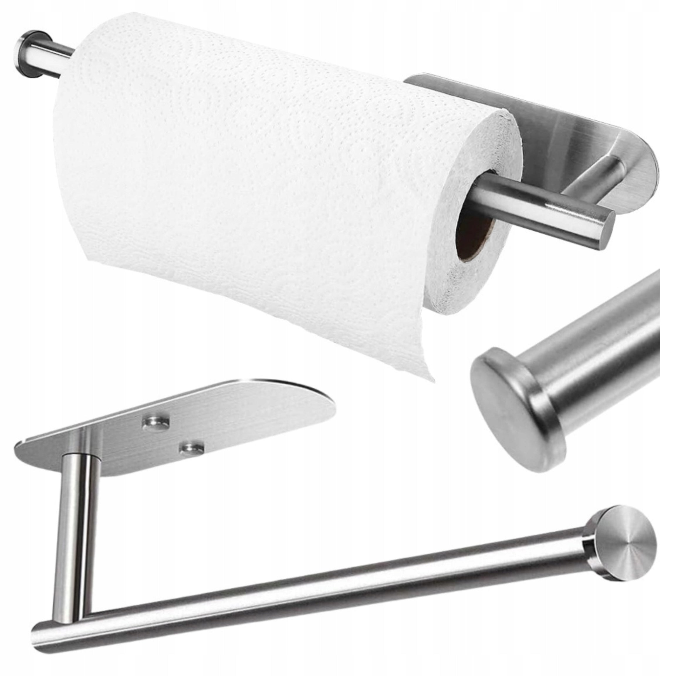 Loft Style Paper Towel Holder Metal Self Adhesive Silver