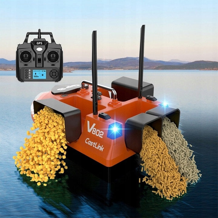 Lokeevan V802 Pro Bait boat GPS 4 tanks 160 points 500m orange +HandBag Maximum speed 4 m/s