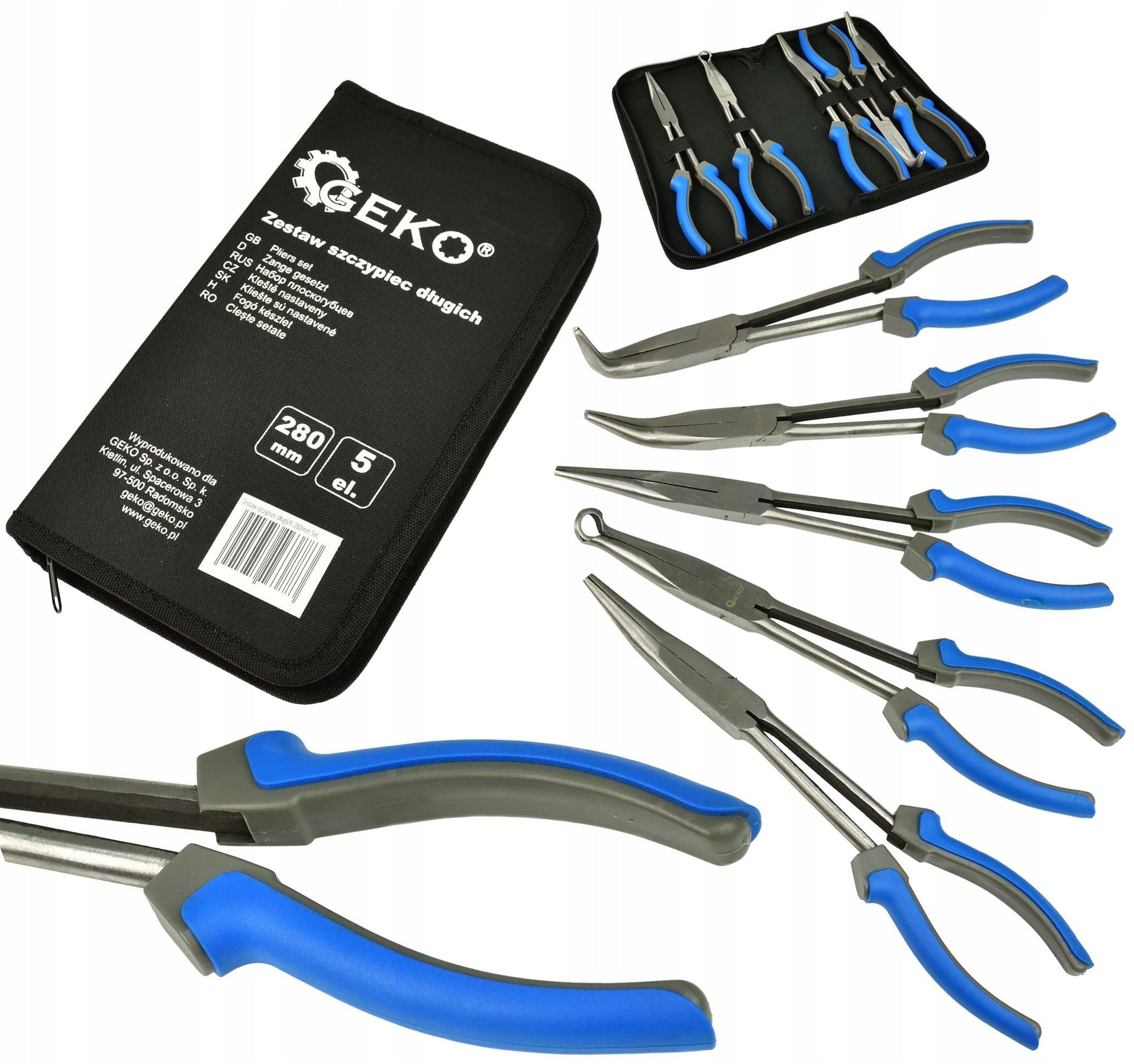 Long Pliers 280mm Elongated Set of 5pcs