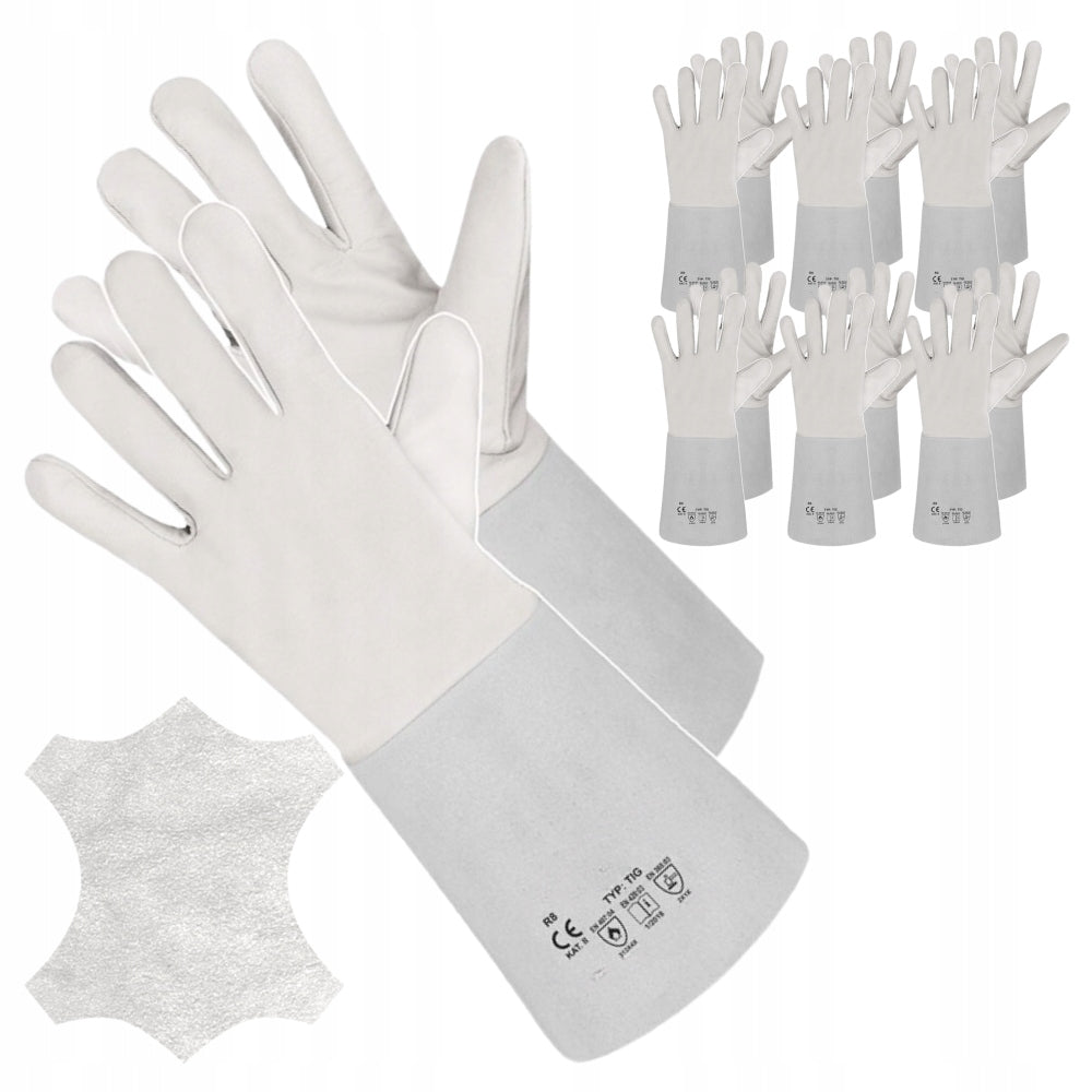 Long Welding Work Gloves Leather GOAT LEATHER TIG CUFF 6 Pairs