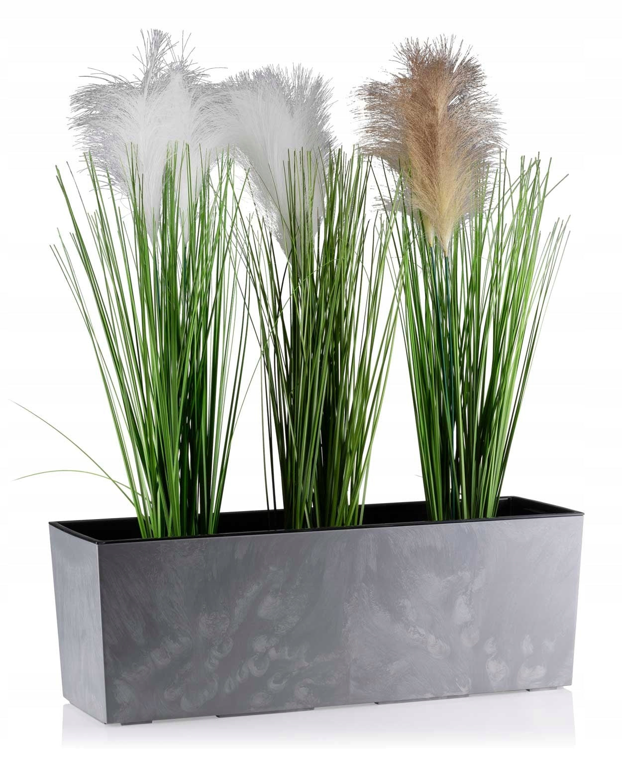 Long flowerpot for balcony, terrace, modern gray herb flower box Manufacturer code HH-BOUG-SZ-B-56X19