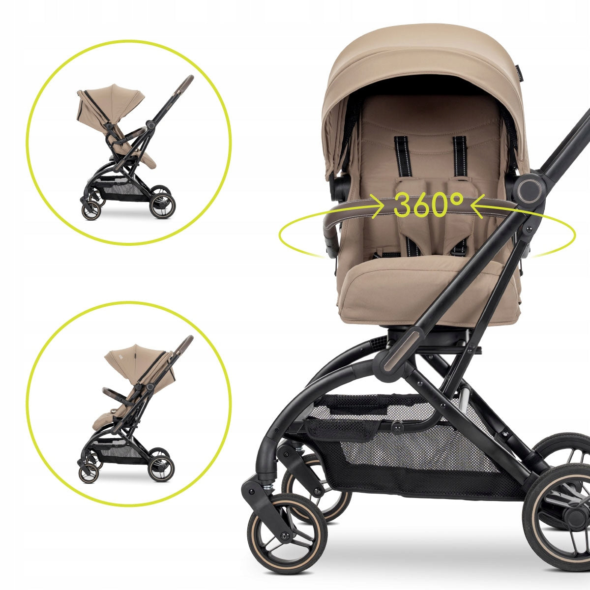 Lorelli Stroller swivel stroller up to 22kg front rear Makaya Beige Brand Lorelli