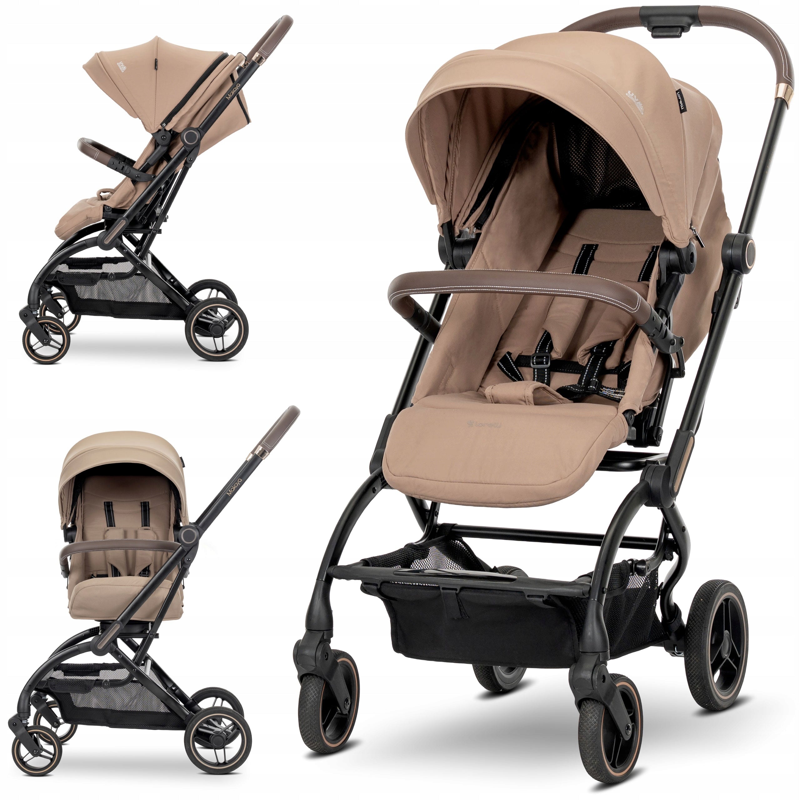 Lorelli Stroller swivel stroller up to 22kg front rear Makaya Beige
