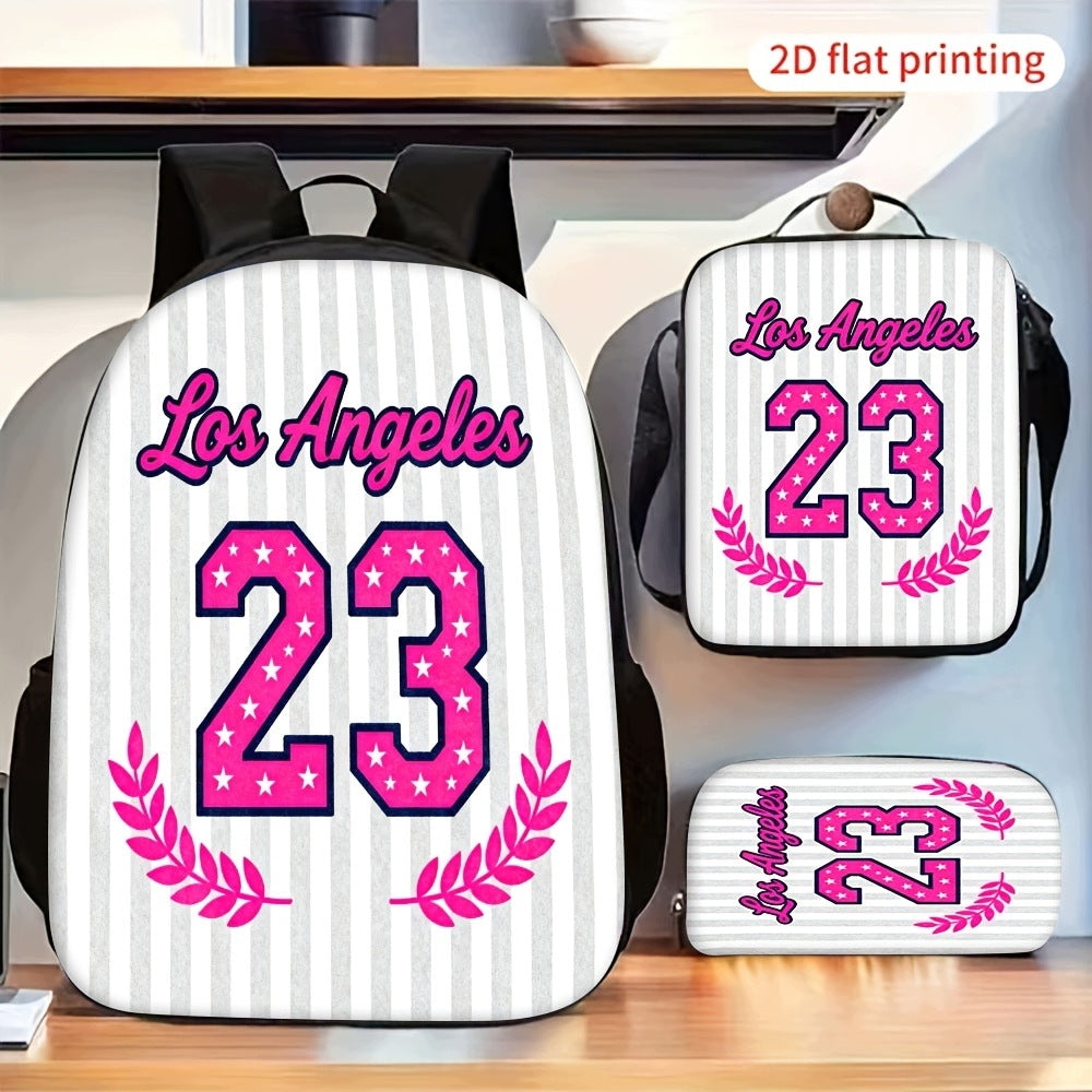 Los Angeles 23 Graphic Print 3-Piece Backpack Set