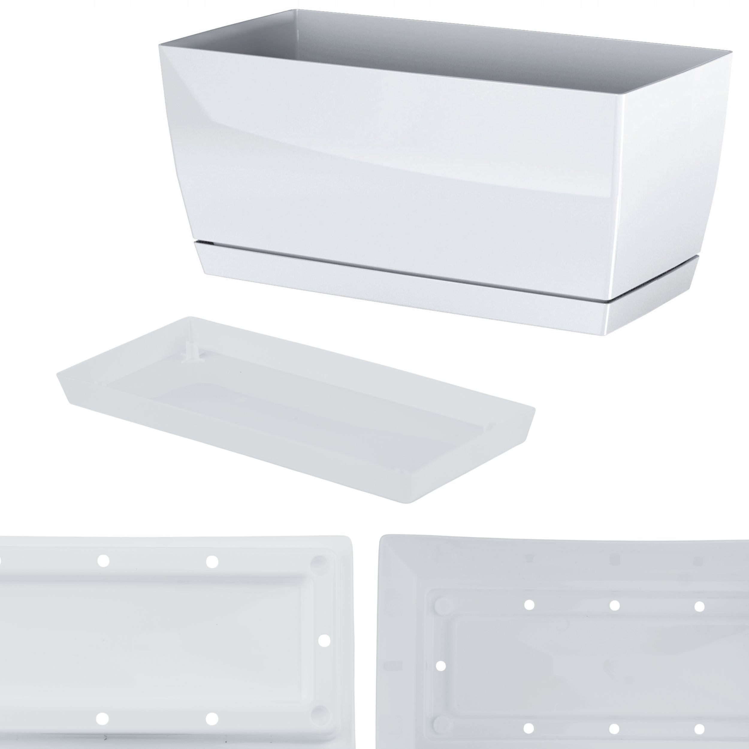 Low rectangular flower pot in gloss 29cm Planter + stand Packaging status original