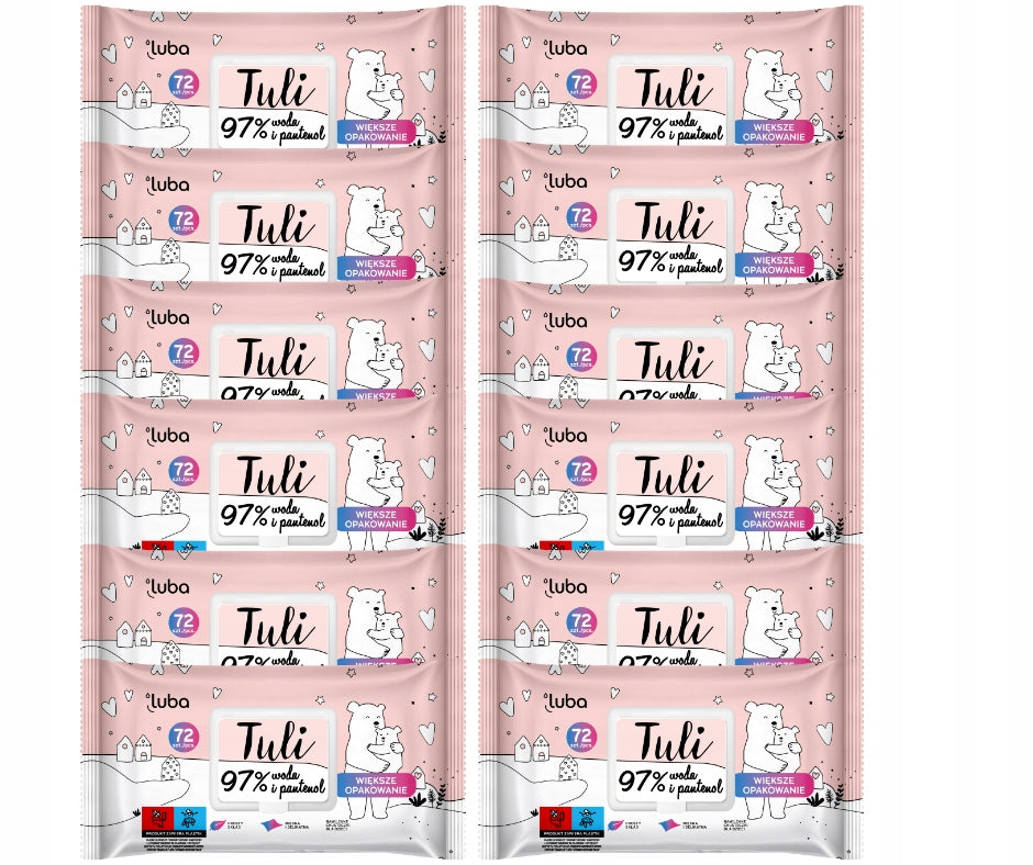 Luba Tuli 97% water and panthenol, wet wipes for children, 12x72 pcs.