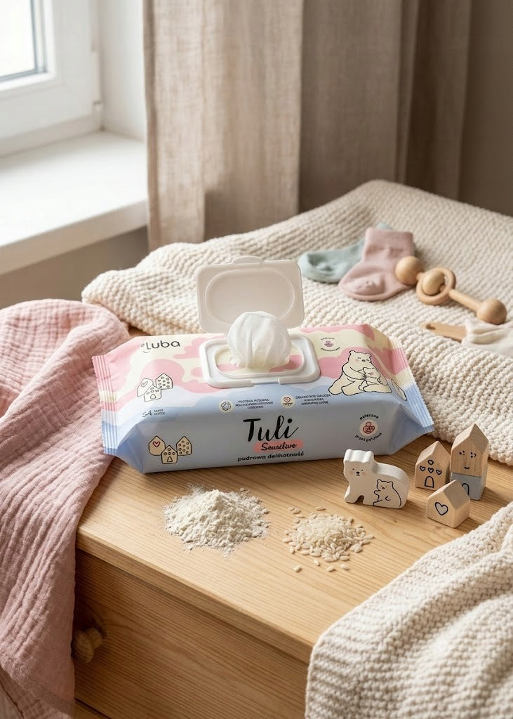 Luba Tuli SENSITIVE Powder Gentleness for Children Moisturized Wipes Packaging status original