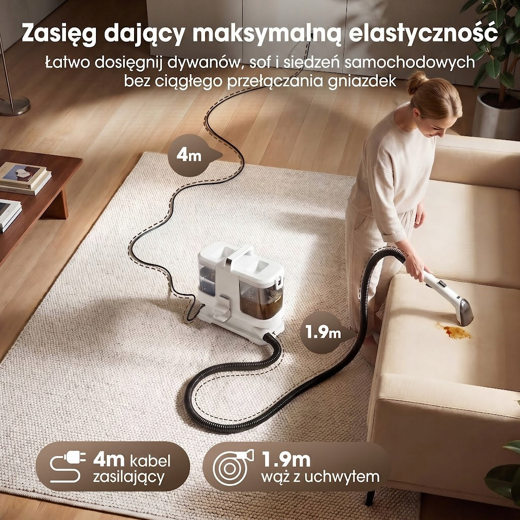 Lubluelu V2 ODKURZACZ PIORĄCY DO DYWANÓW TAPICERKI MOCNY MOKRO SUCHO 12Kpa Power 600 W