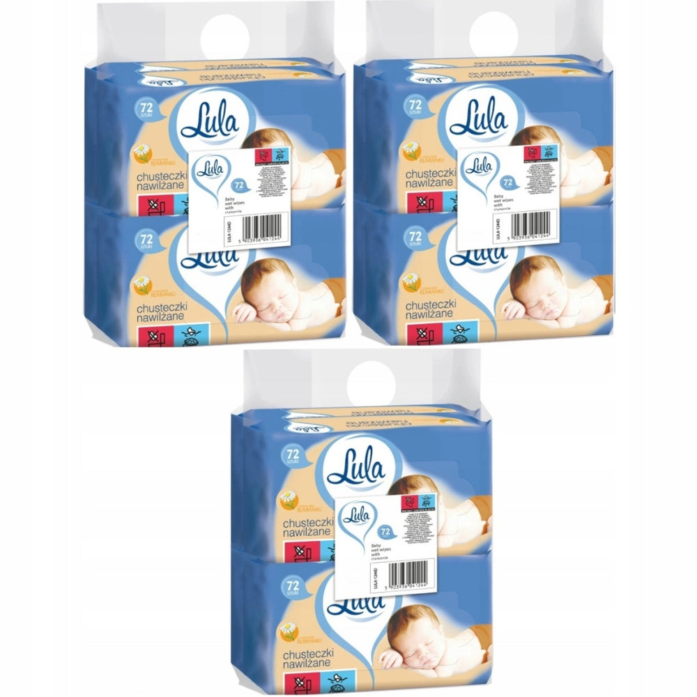 Lula Baby Moisturized Wipes Chamomile Set of 12x72 pcs 864 pieces Packaging status original