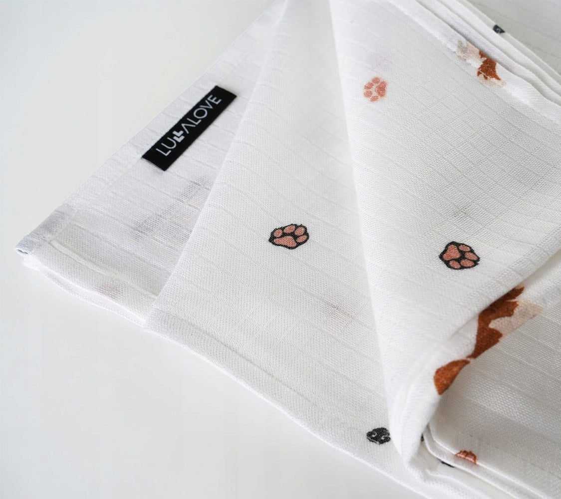 LullaLove - Muslin diaper/baby washcloth, bamboo - dogs Packaging status original