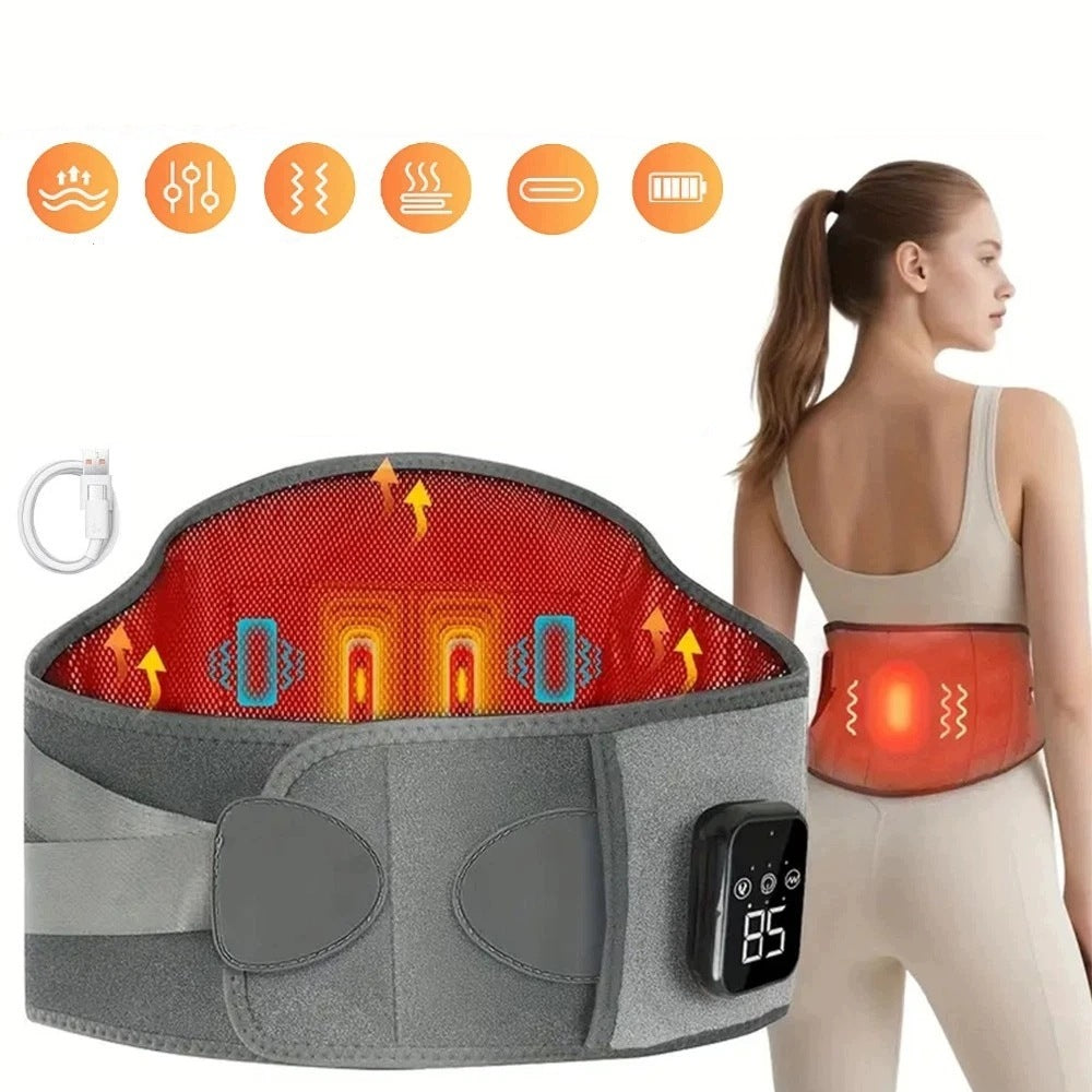 Lumbar Massager Back Warming Belt Vibration LCD Touch Screen