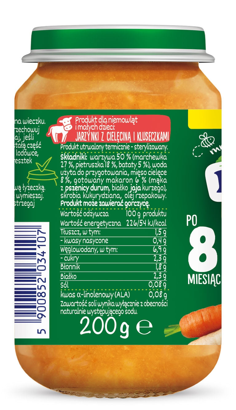 Lunch BoboVita Vegetables with veal and dumplings from 8 months 200g Packaging status original