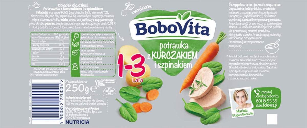 Lunch Bobovita from 12 months 250 g stew with chicken and spinach Brand Bobovita