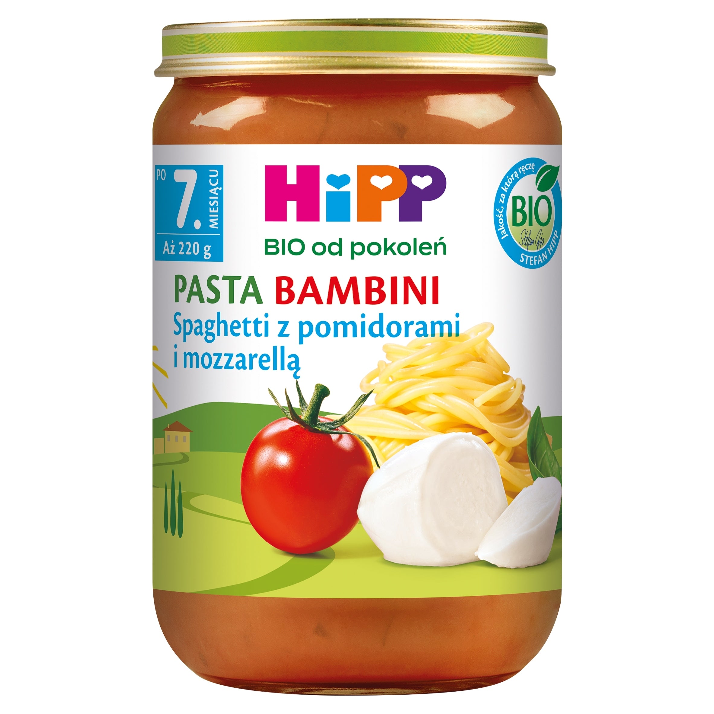 Lunch HIPP BAMBINI Spaghetti PASTE with Tomatoes and Mozzarella 220 g Packaging status original