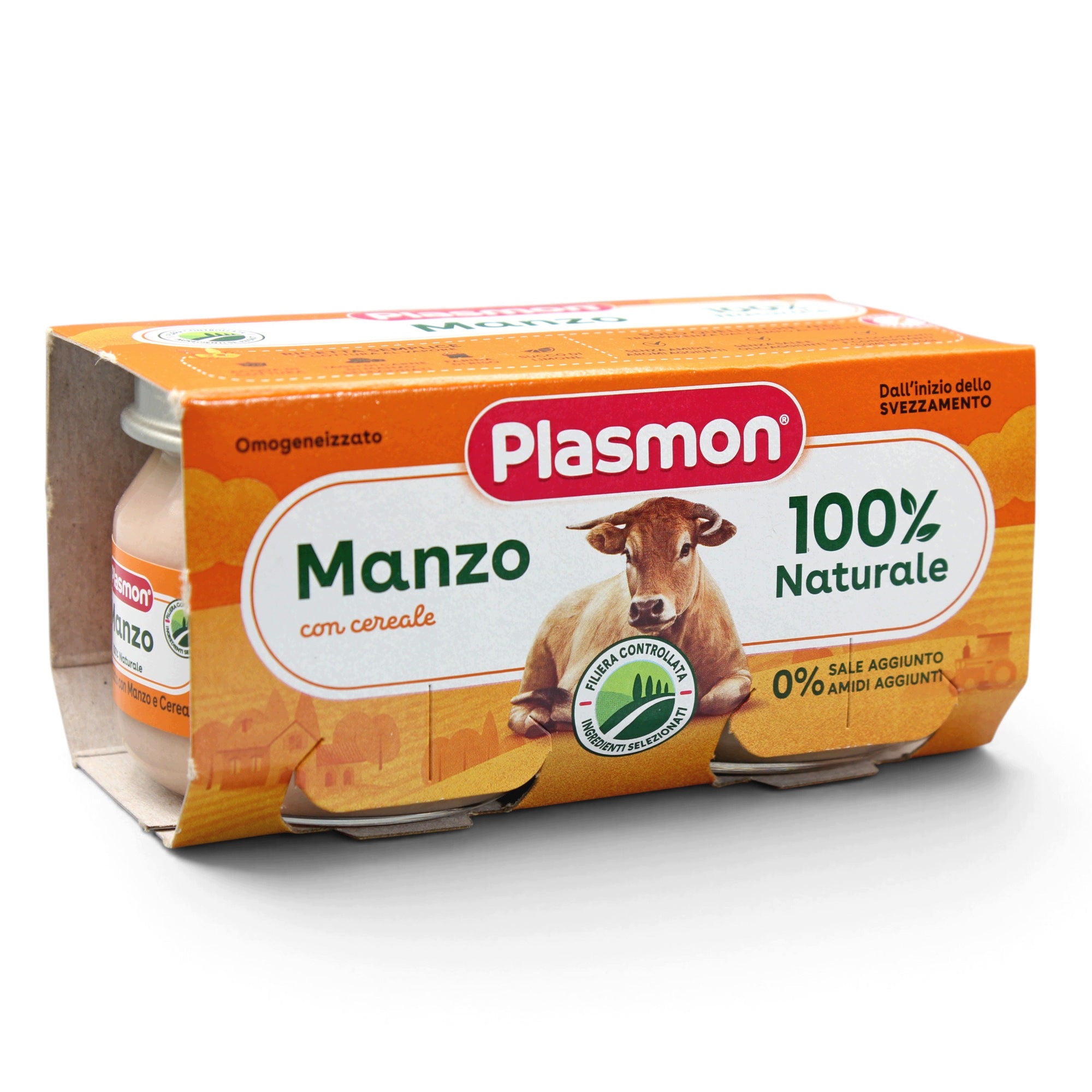 Lunch dish for children 6m beef with cereal Plasmon 80gx2 Packaging status original