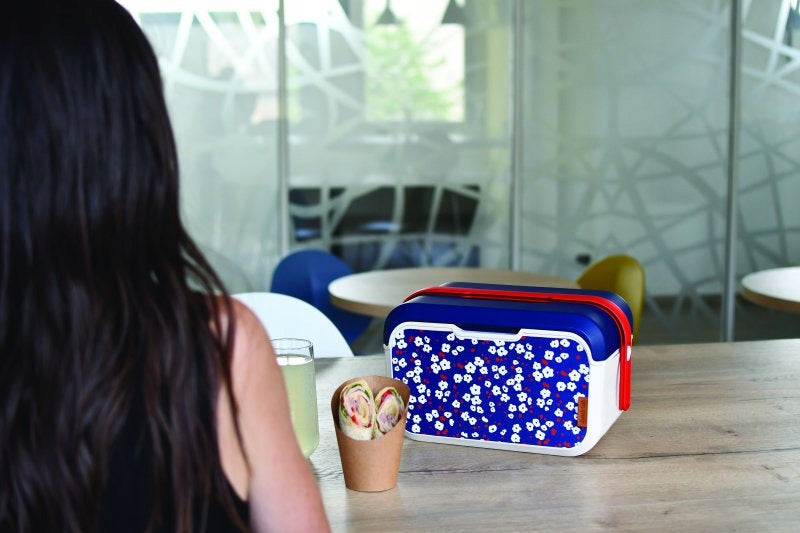 Tragbarer Kühlschrank EDA Flowers, 5 l, blau