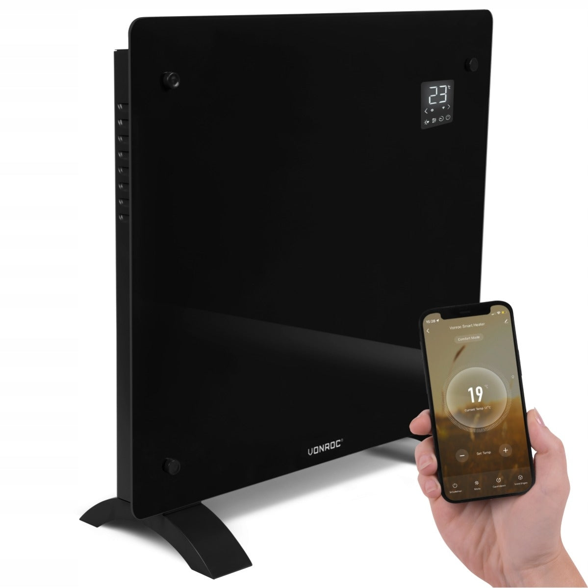 Luxury WiFi Electric Heater - Glass Panel - 1000W - Black | WIFI