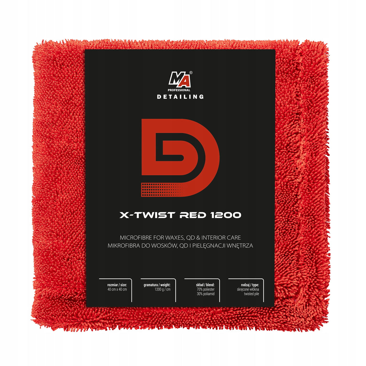 MA Professional Detailing X-TWIST RED 1200GSM towel for drying 40x40cm