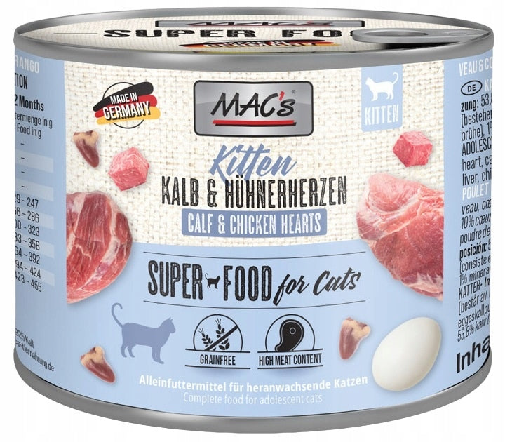 MAC'S Cat Kitten Veal, Heart Can 200 g