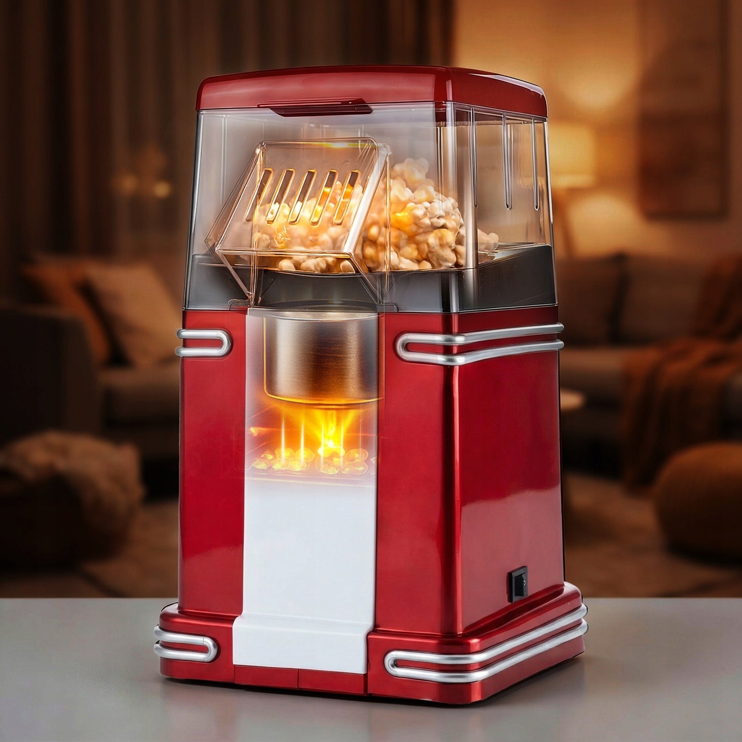 MACHINE DEVICE FOR MAKING POPCORN WITHOUT FAT 1200W RETRO Dominant color red