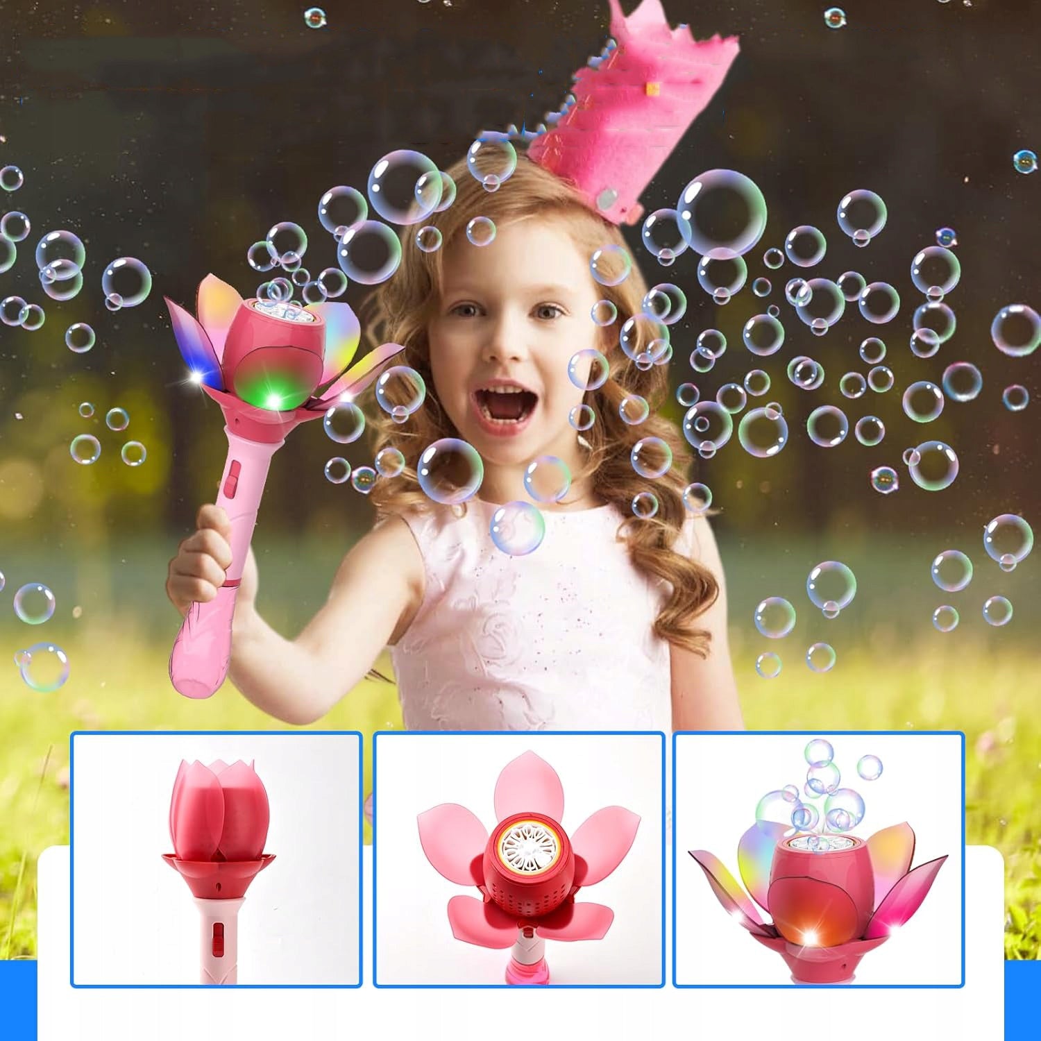 MAGIC BUBBLE WAND FOR KIDS, BUBBLE WAND WITH LIGHT FOR GAMES Packaging status original