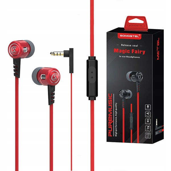 MAGIC FAIRY HEADPHONES UNIVERSAL SOMOSTEL RED IN-EAR SMS-CJ01 Packaging status original