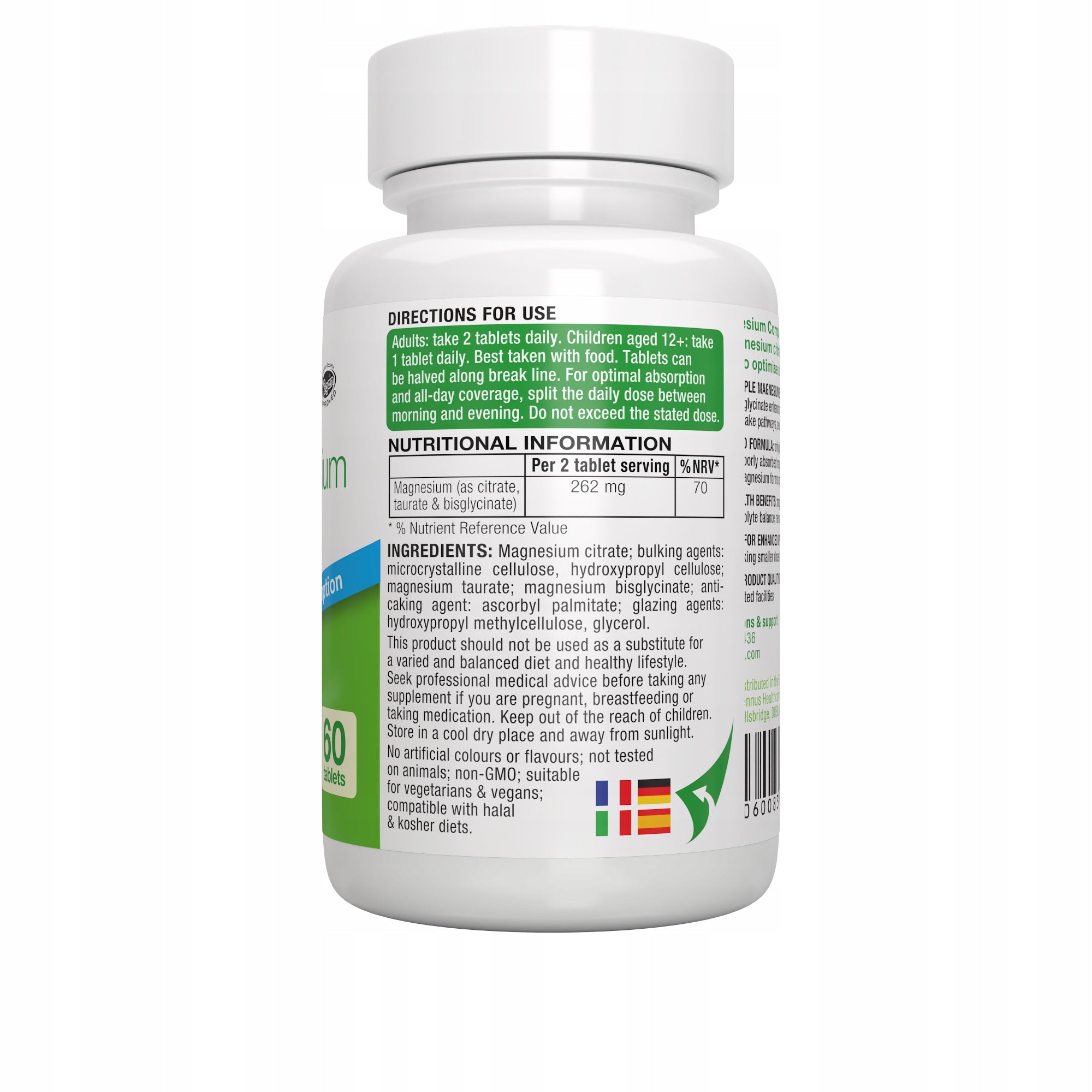 MAGNESIUM CITRATE with amino acid chelates 262 mg Elemental Magnesium Expiration date at least 1 year from the date of purchase
